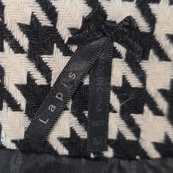 Lapis Houndstooth Blazer Jacket Women's Black White Button Front Size M - Picture 5 of 9